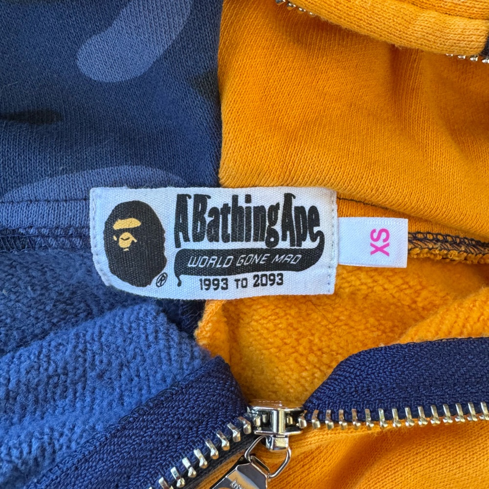 Bape Orange and Blue Split Design Hoodie - Picture 6 of 7